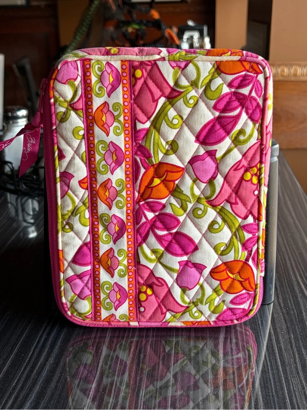 Vera Bradley Pink, Orange & Green Floral Quilted Zip Pouch
